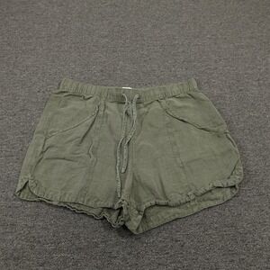 C&C California Shorts Womens XL Olive Green Linen Lyocell Drawstring Pockets